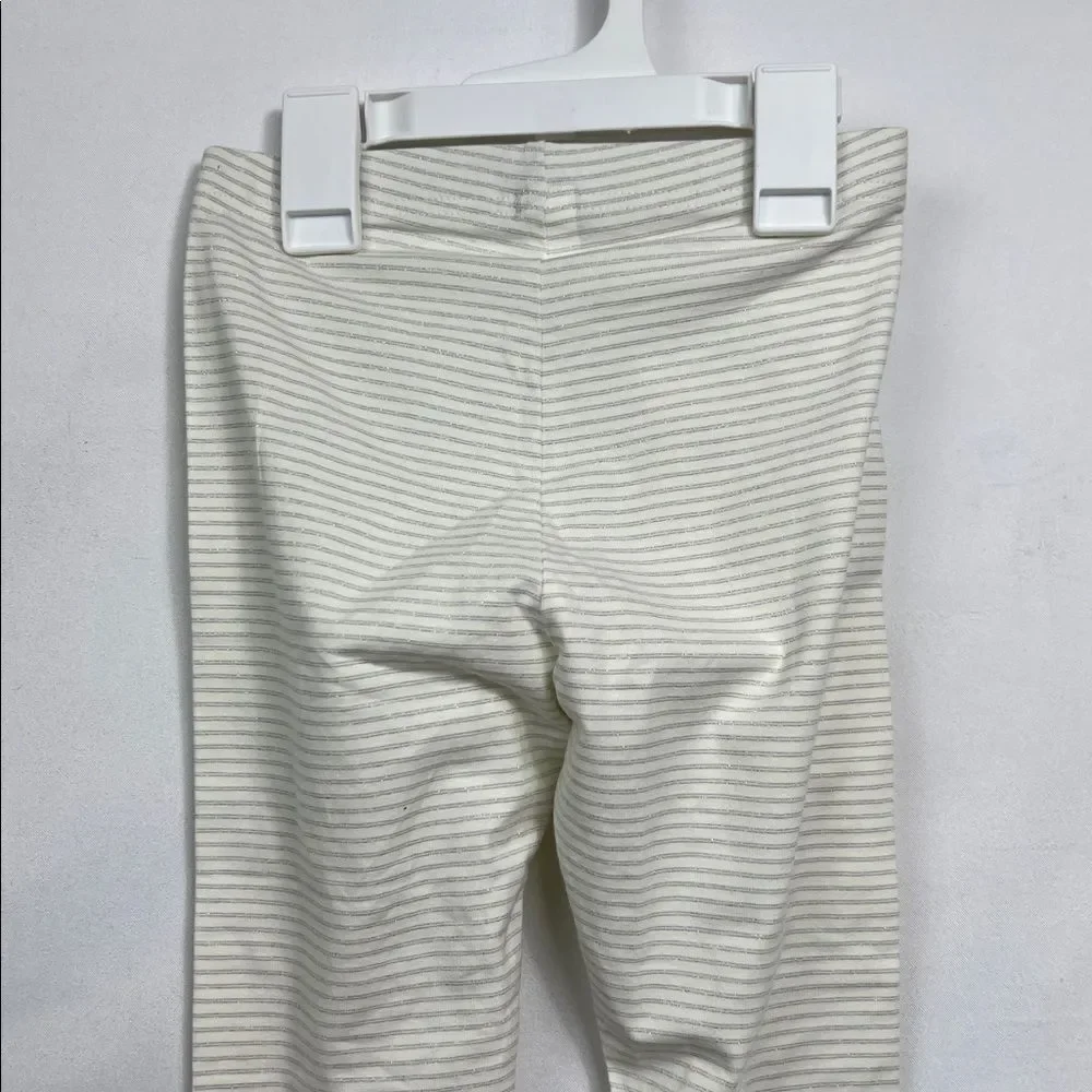 Tea Collection Cream and metallic silver striped leggings New size 6